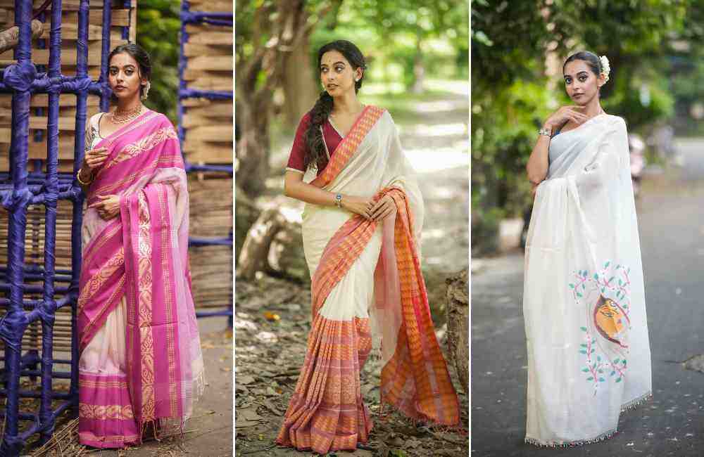 Ice Cream Inspired Kolkata Cotton Saree Style