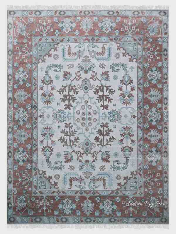 Hand-Knotted Oushak Wool Rug