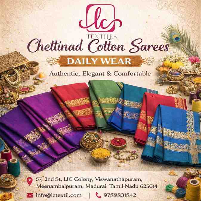 Chettinad Cotton Sarees for Daily Wear