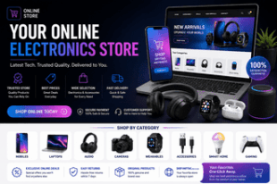 Modern electronics store promo layout optimized 150