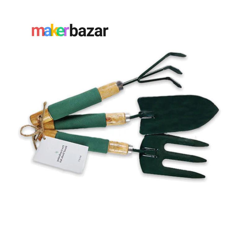 3Pcs Garden Tool Set with Wooden Handle & Foam Grip